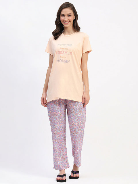 mSECRET Graphic Tee and Printed Pajama Night suit Set