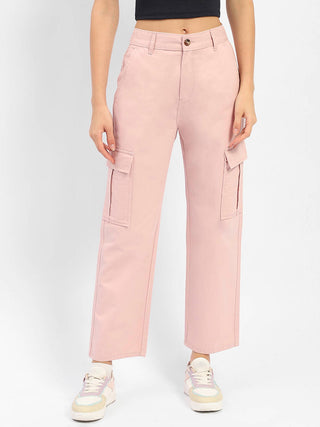 Madame Solid Pink Cargo Jeans