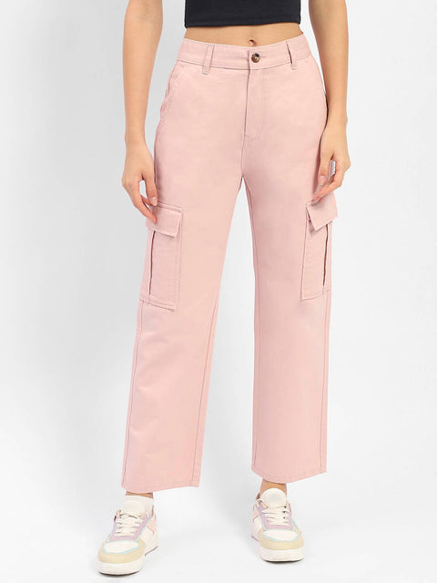 Madame Solid Pink Cargo Jeans