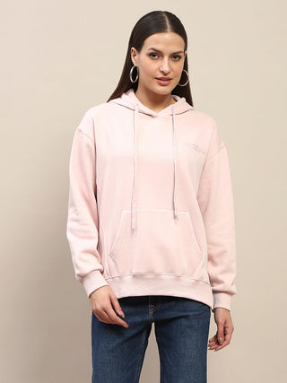 Madame Cotton Placement Print Hooded Dusty Pink Sweatshirt