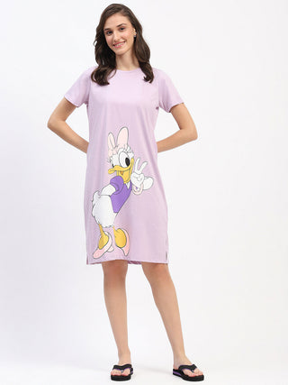 mSECRET Disney Graphic Print Cotton Lilac Sleep Shirt Dress