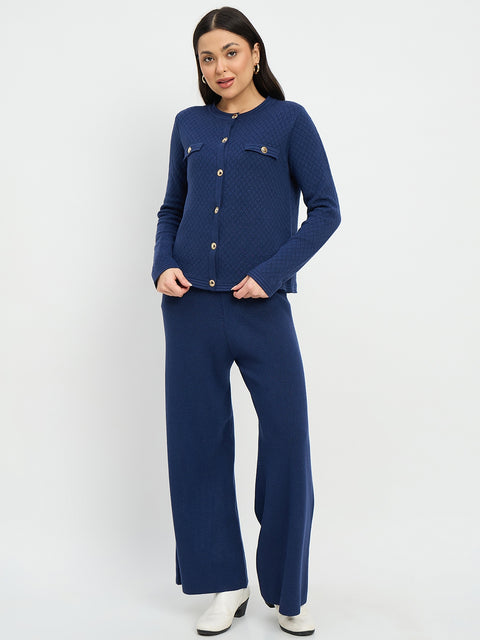 Madame Round Neck Cardigan and Trousers Co-ord Set