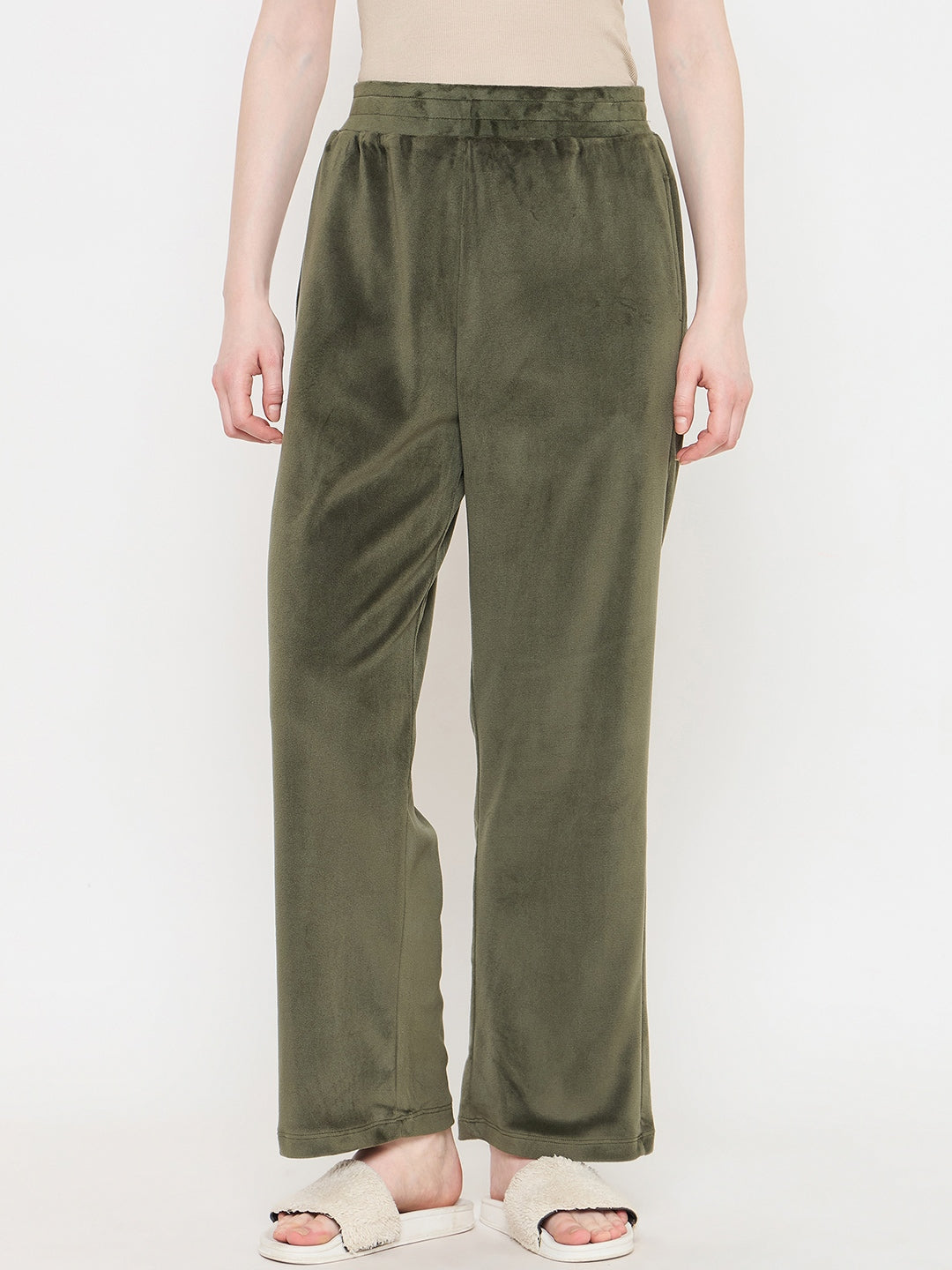 mSECRET Olive Green Winter Track Bottoms color swatch