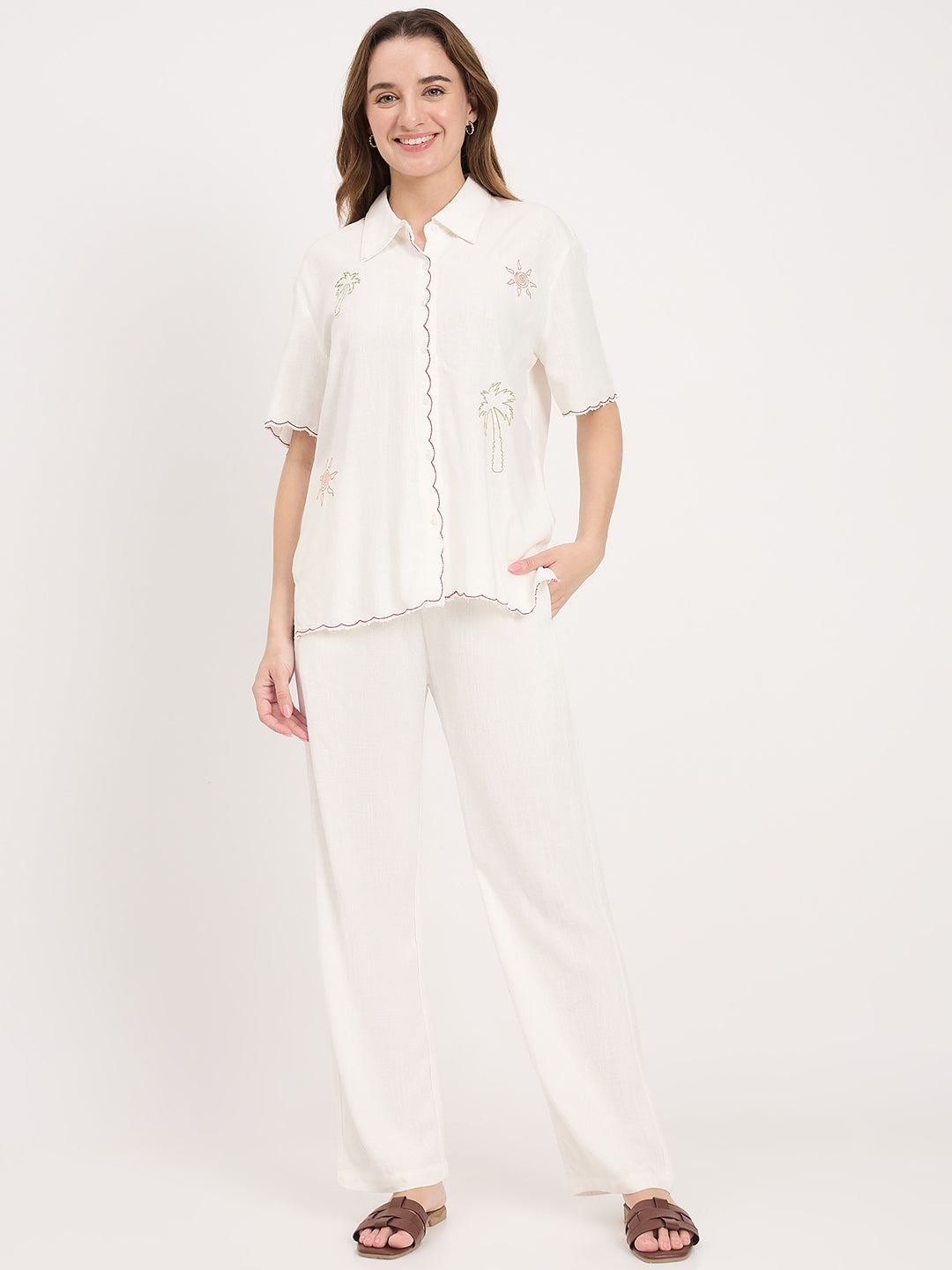 Madame Off White Rayon Blend Coord Set color swatch