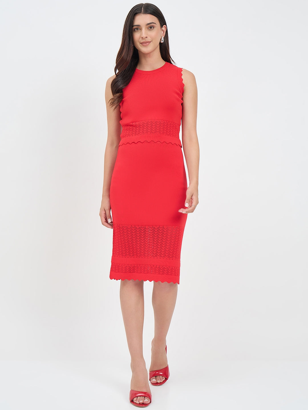 Madame Red Knit Skirt Co-ord Set color swatch