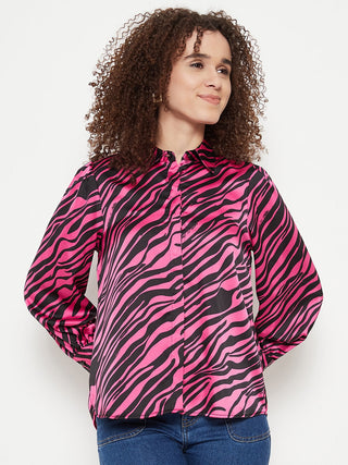 Madame Animal Print Pink Shirt