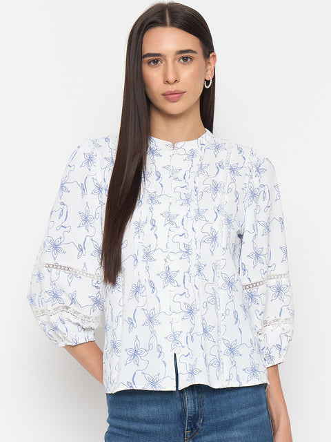 Madame Blue Printed Tunic Top