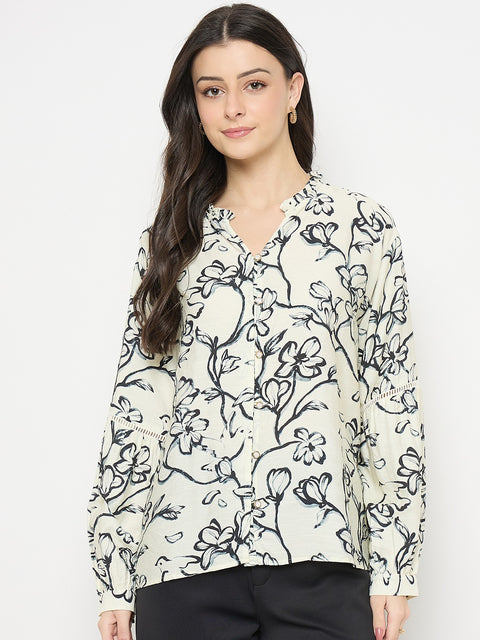 Madame Black Rayon Blend Printed Top