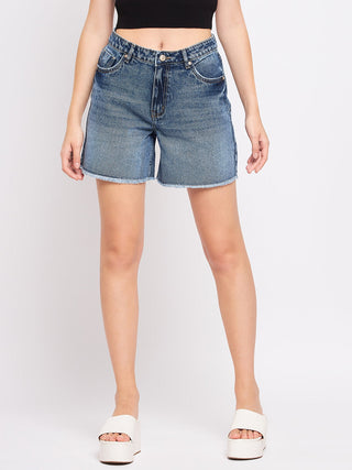 Madame Blue Mid Rise Denim Shorts