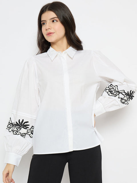 Madame Dori Embroidered White Shirt