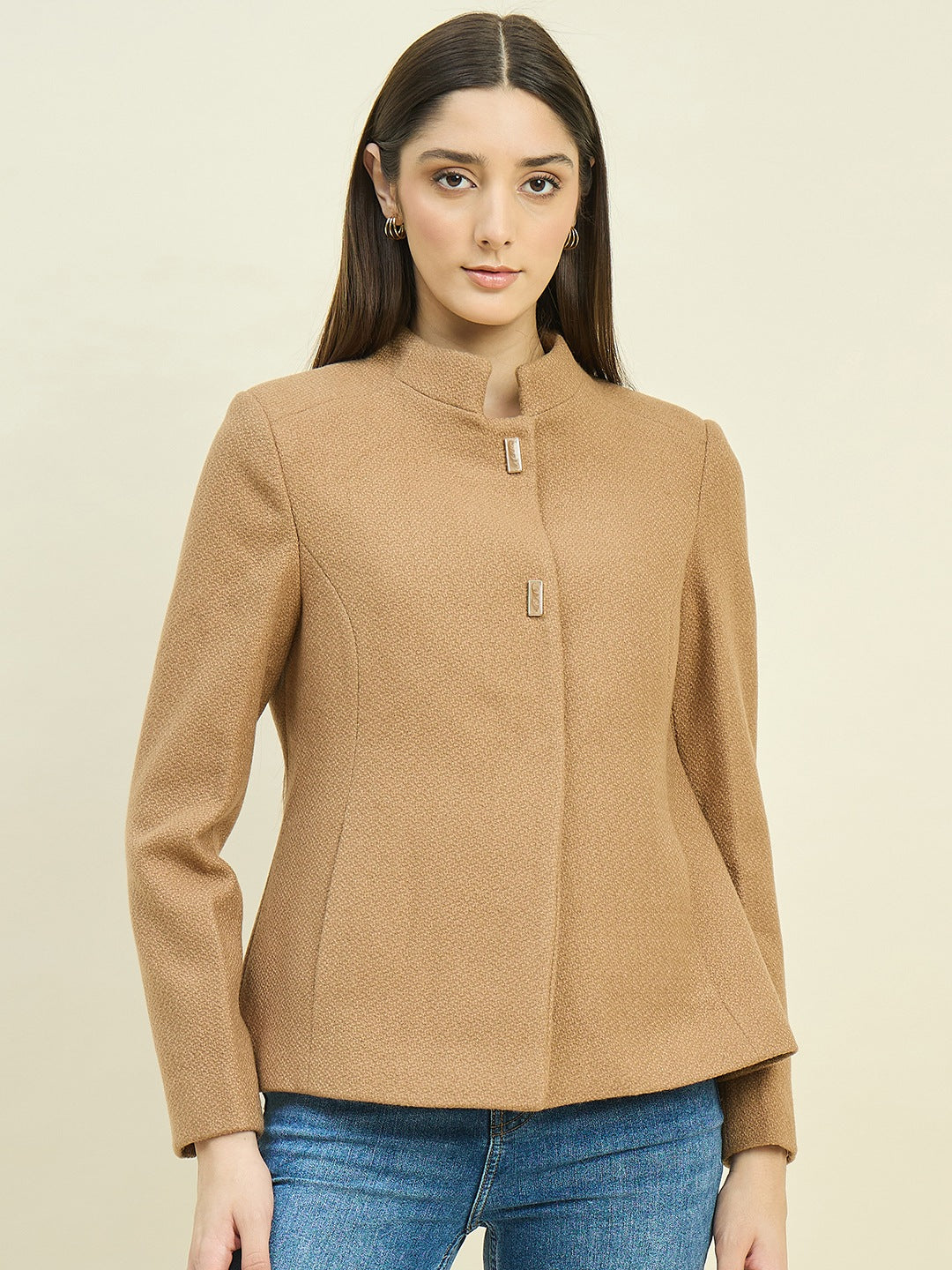 Madame Khaki Mock Neck Coat color swatch