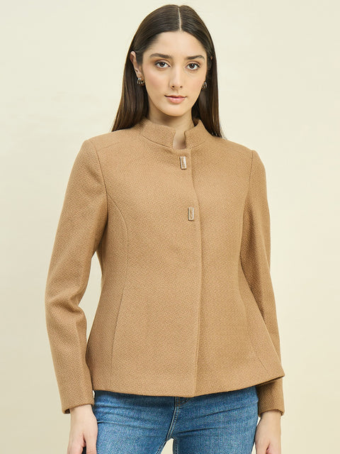 Madame Khaki Mock Neck Coat