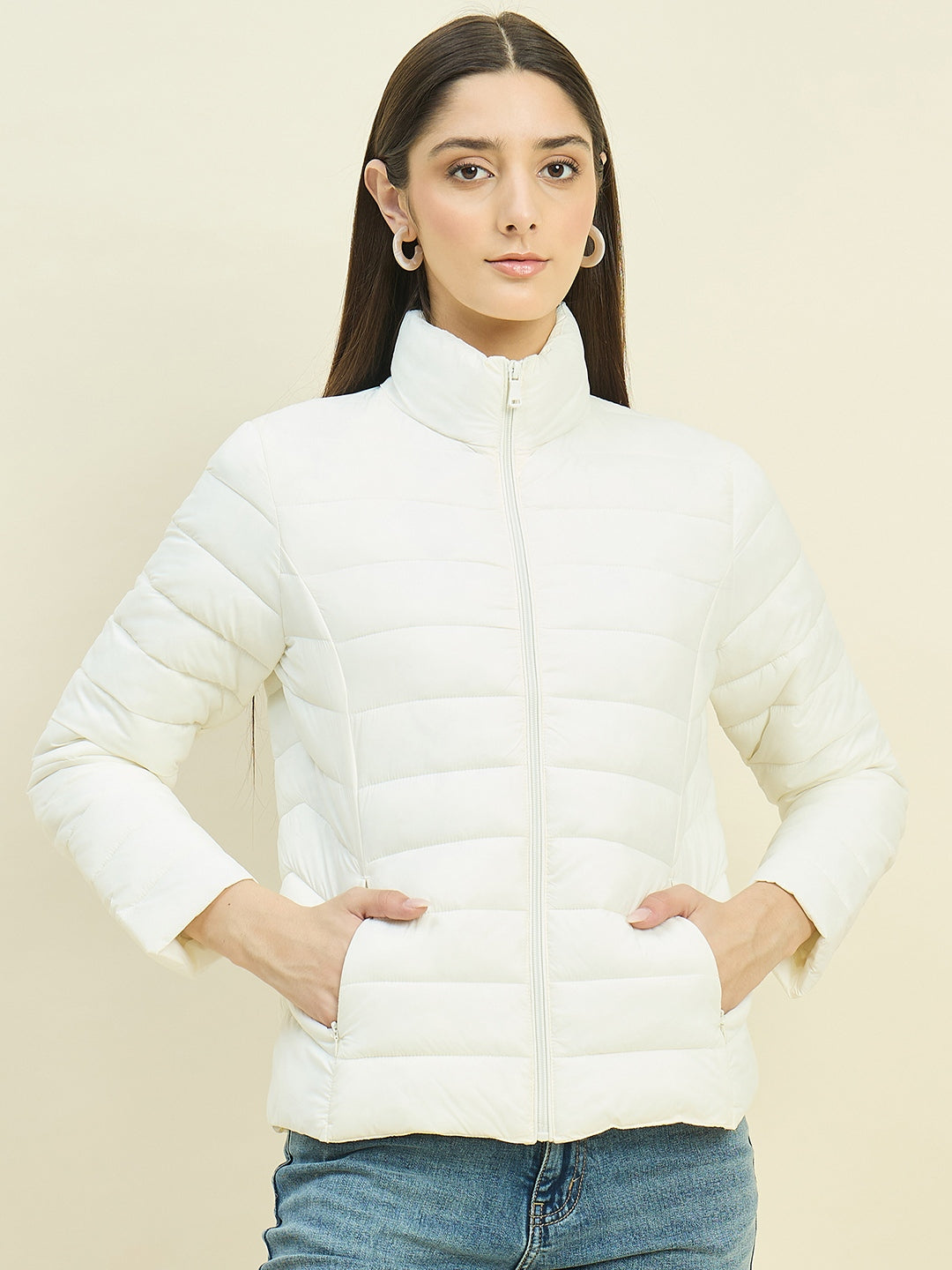 Madame Off White Quilted Puffer Jacket color swatch