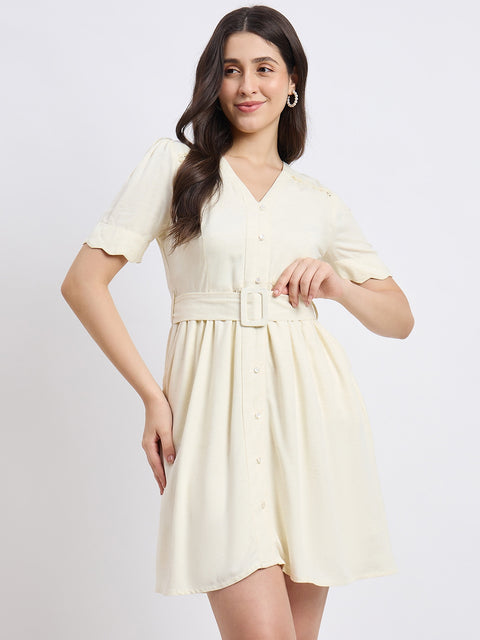 Madame Embroidered Off White Dress