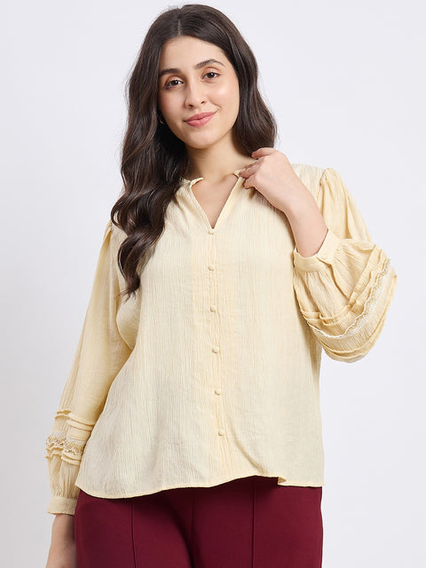 Madame Butter Yellow Embellished Lace Tunic