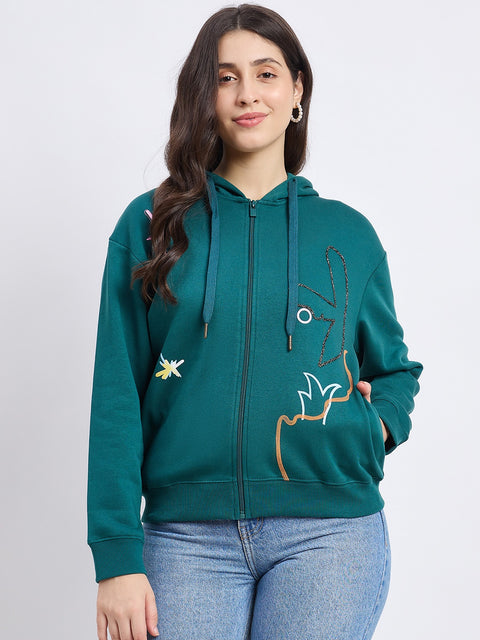 Madame Graphic Print Teal Sweatshirt