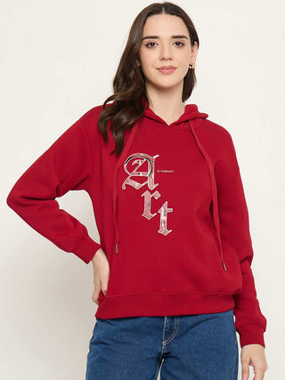Madame Graphic Print Red Hoodie Sweatshirt