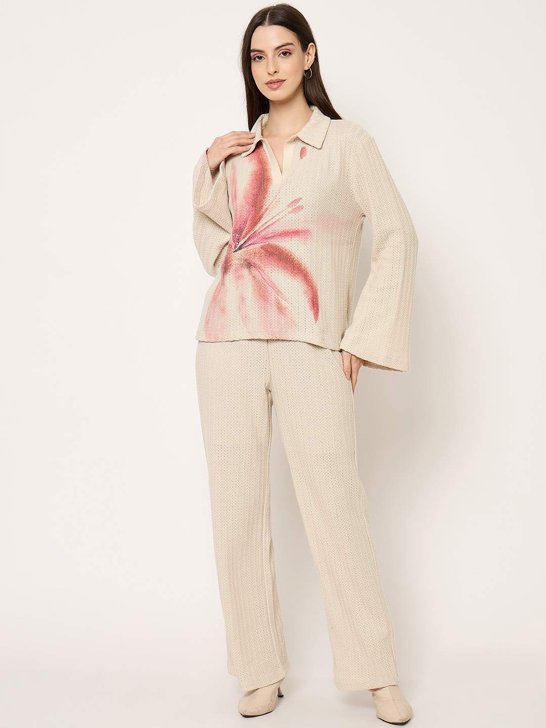 Madame Beige Floral Print Shirt color swatch