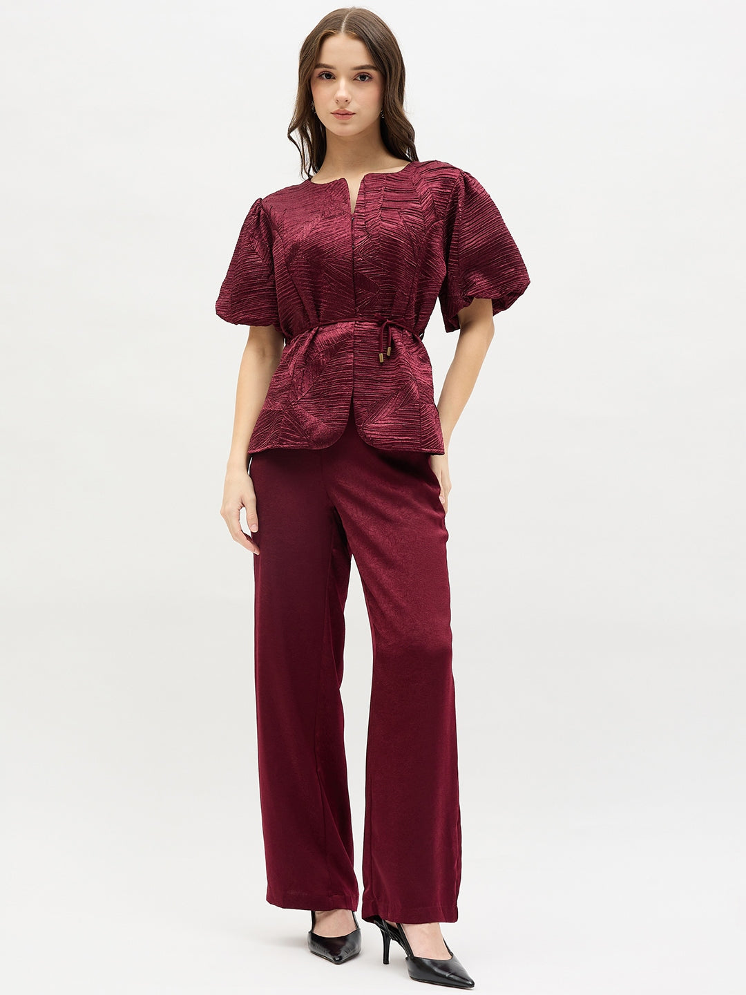 Madame Designer Maroon Co-ord Set color swatch