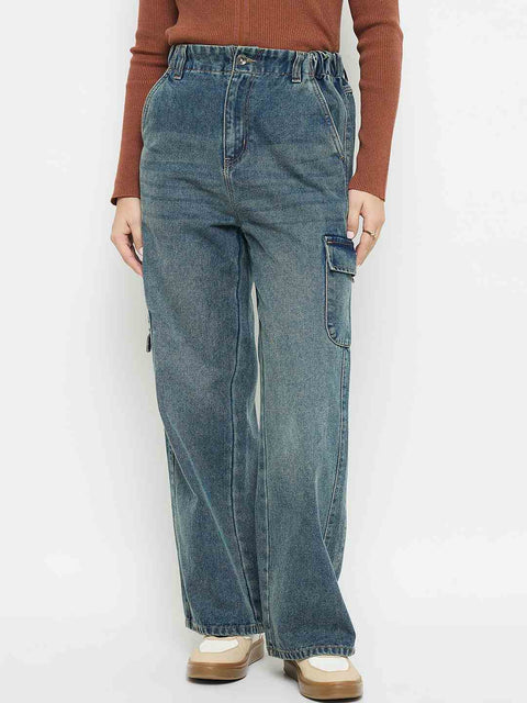 Madame Mid Blue Cargo Jeans