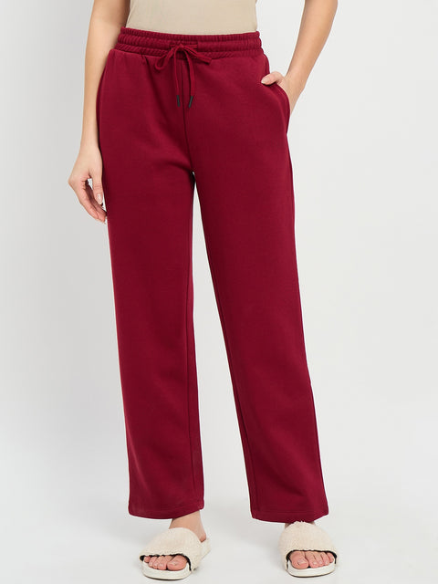 mSECRET Maroon Cotton Blend Track Bottoms