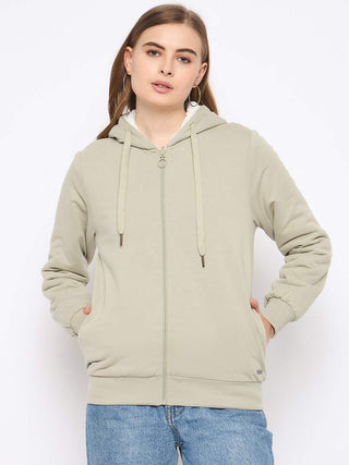 Madame Pear Green Hooded Zipper Sweatshirt