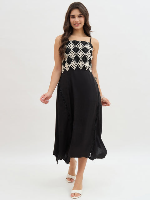 Madame Rayon Blend Crochet Overlay Dress