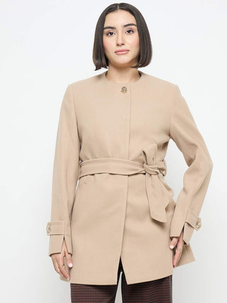Madame Beige Belted Long Coat