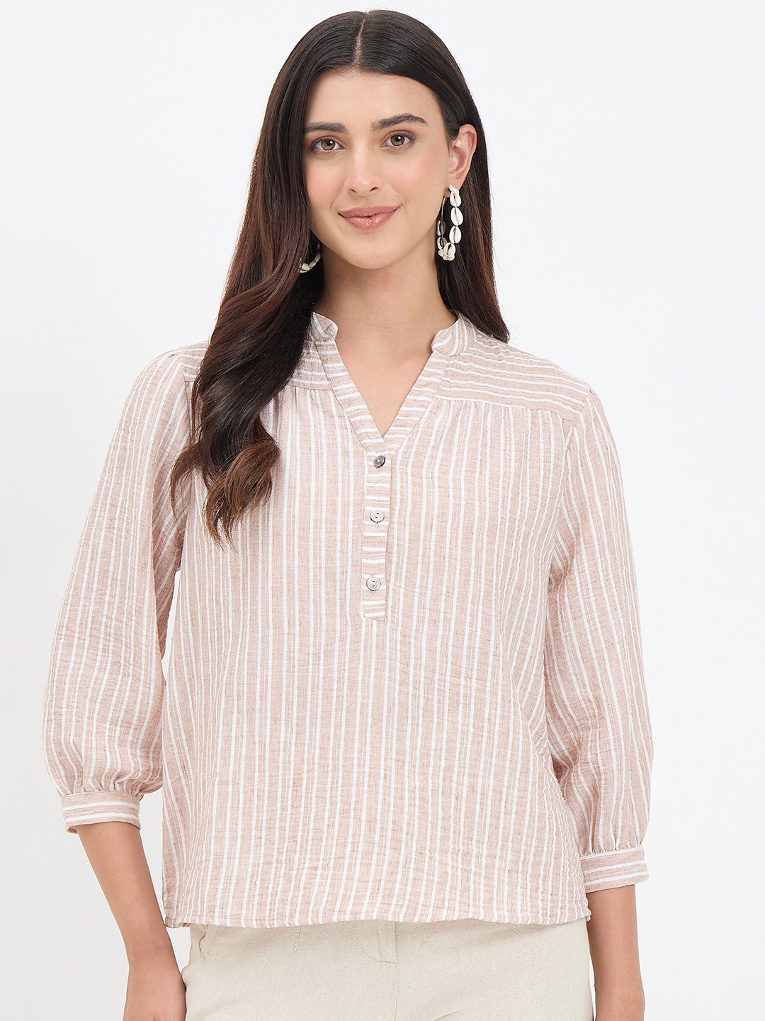 Madame Brown Puff Sleeve Top color swatch