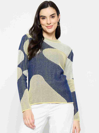 Madame Geometric Print Multicolor Knitted Top