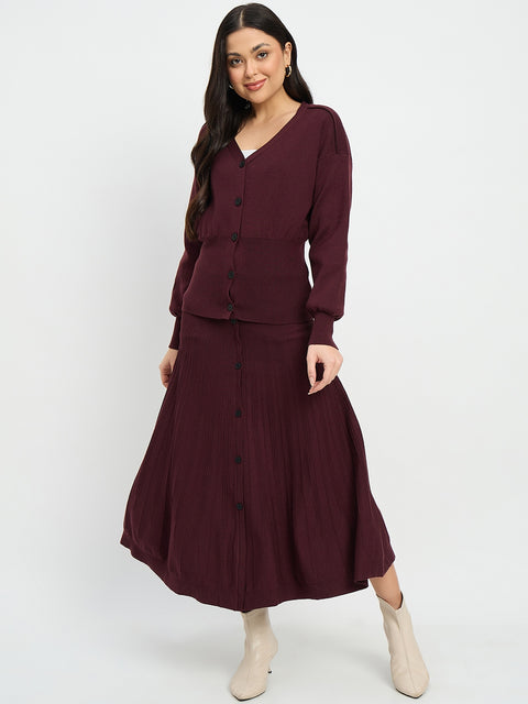 Madame Surplice Neck Top and Flared Skirt Co-ord Set