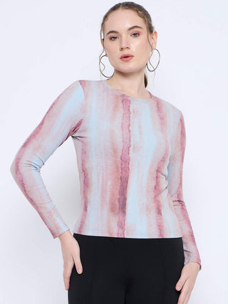 Madame Abstract Print Crew Neck Loose Fit Rust Top