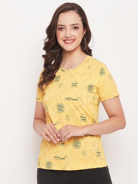 Madame Mustard Printed Regular Fit T-Shirt