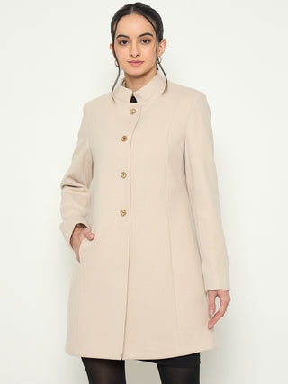 Madame stand Collar Off White Long Coat