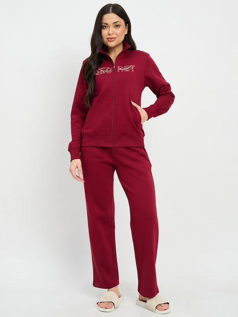 mSECRET Maroon Collared Night Suit