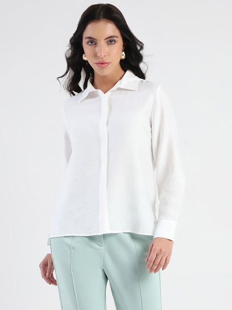 Madame White Rayon Blend Shirt