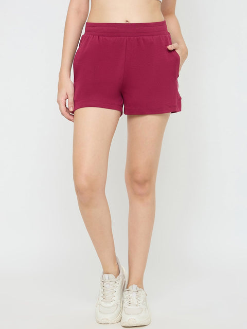 mSECRET Elasticated Hem Wine Red Cotton Blend Shorts