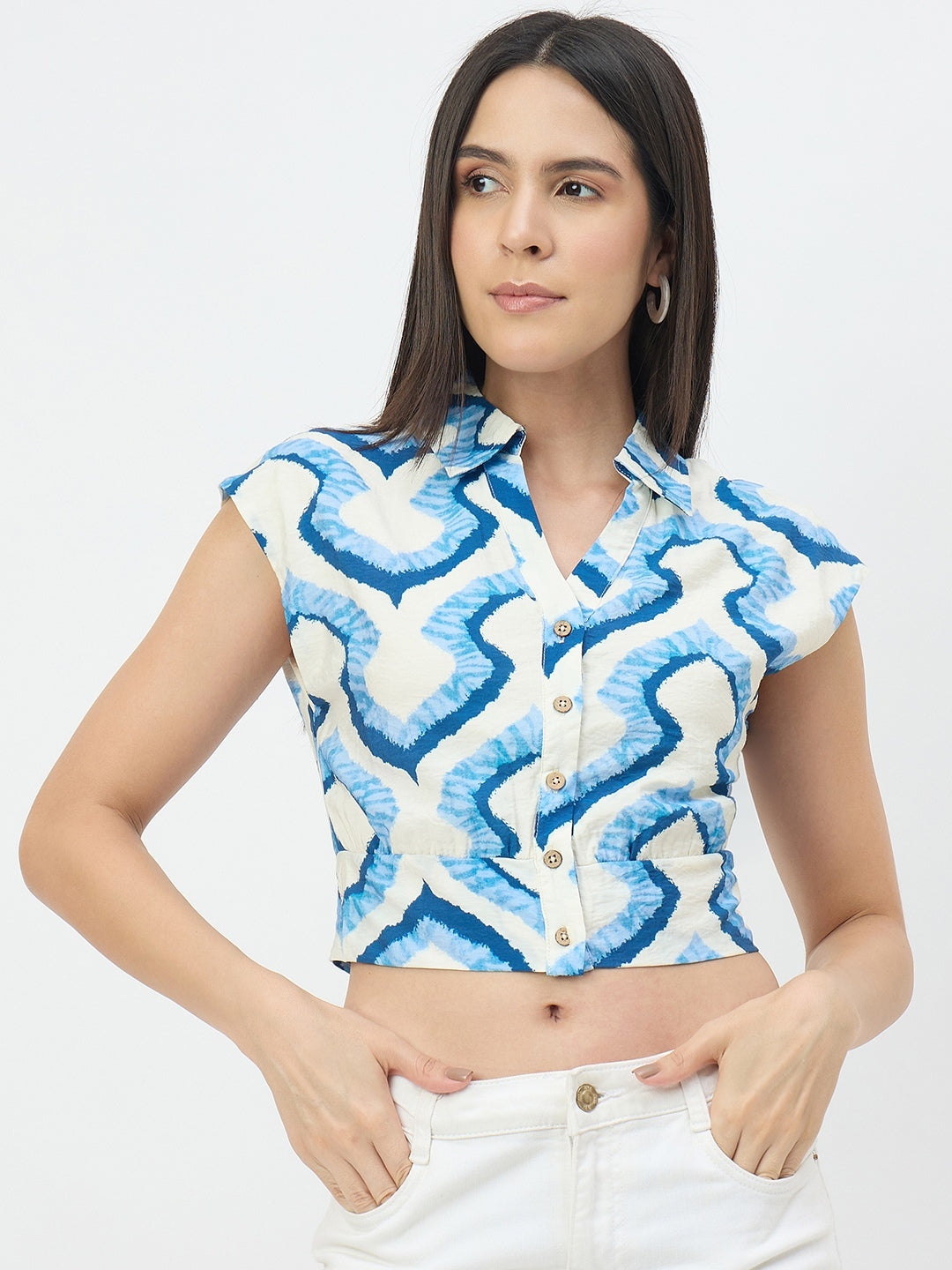 Madame Blue Printed  Shirt color swatch