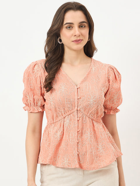 Madame Coral Rayon-Blend Half-Sleeve Top