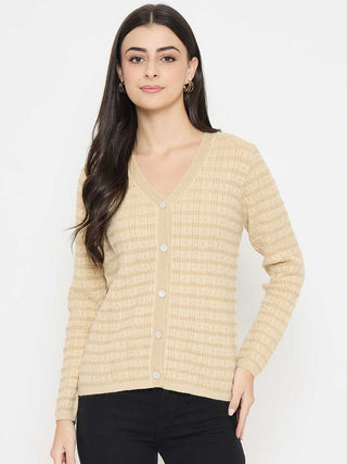 Madame Self Design Beige Cardigan