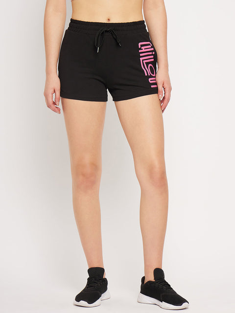 mSECRET Black Typography Cotton Shorts