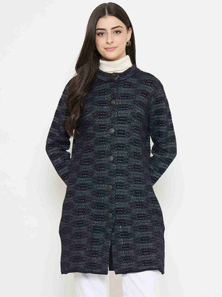 Madame Self Design Black Cardigan