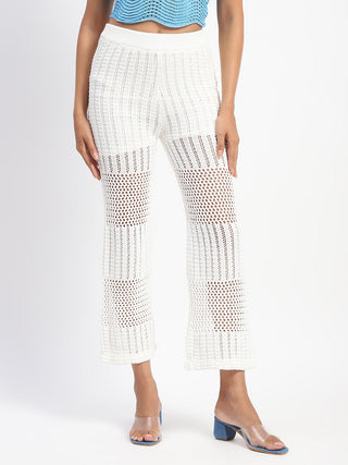 Madame Off- White Cotton Crochet Palazzo