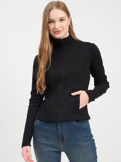 Madame Zipper Pocket Mock Neck Sweatshirt