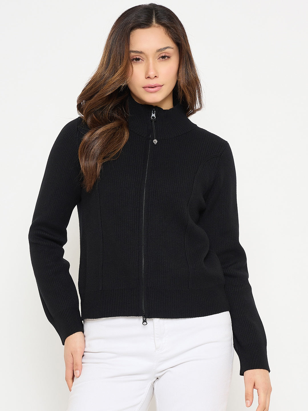 Madame Mock Neck Black Sweater color swatch