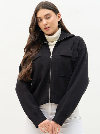 Madame Shirt Collar Black Jacket