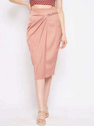 Madame Women Solid Camel Skirt