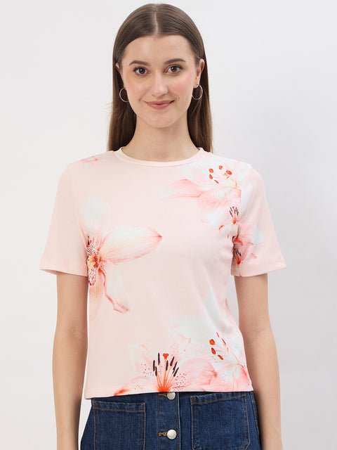 Madame Printed Peach T-Shirt
