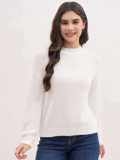 Madame White Basic Pullover Sweater