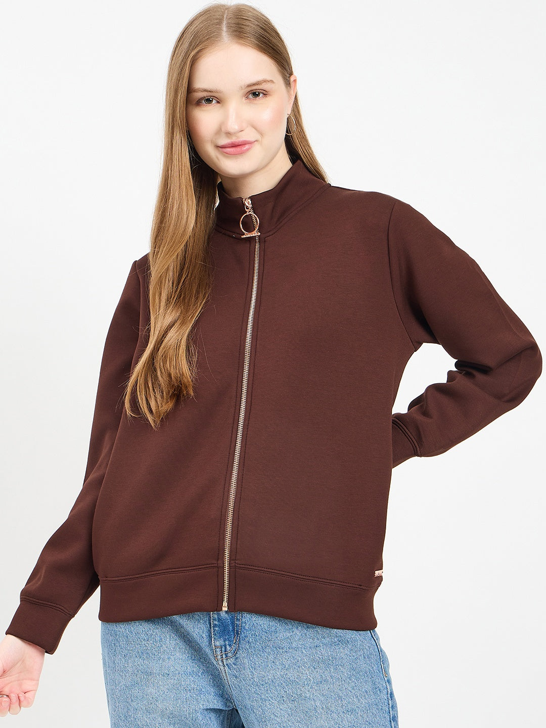 Madame Solid Dark Brown Sweat-Shirt color swatch